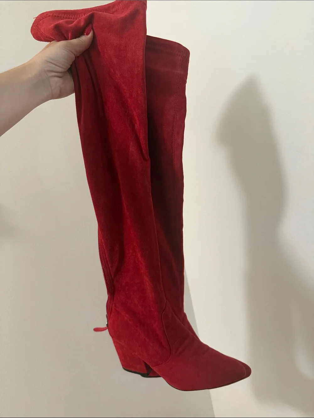 Women's Red Over-the-Knee Suede Boots